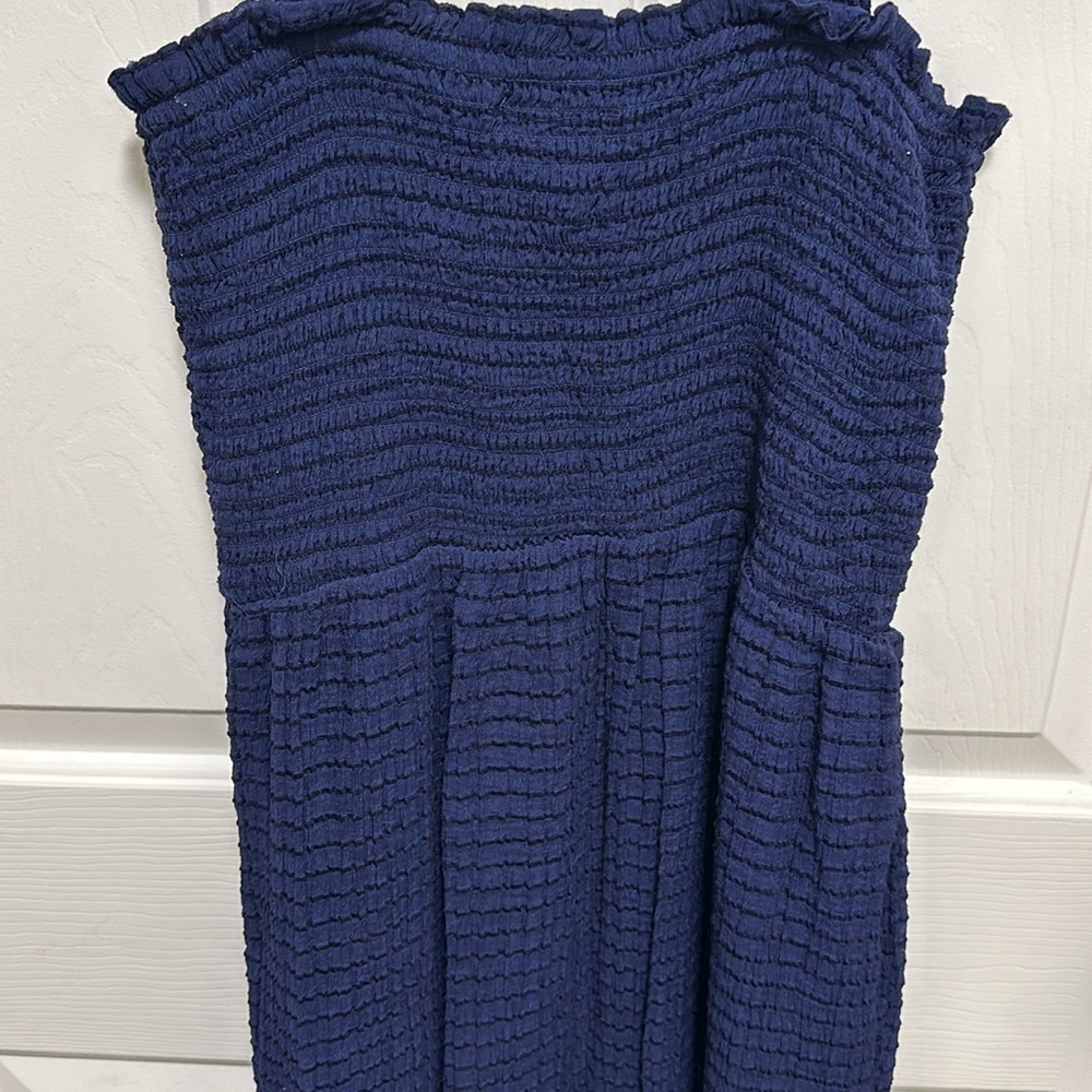 La Blanca Shadow Stripe Tiered Midi Dress - Indigo Size Medium - Picture 5 of 7